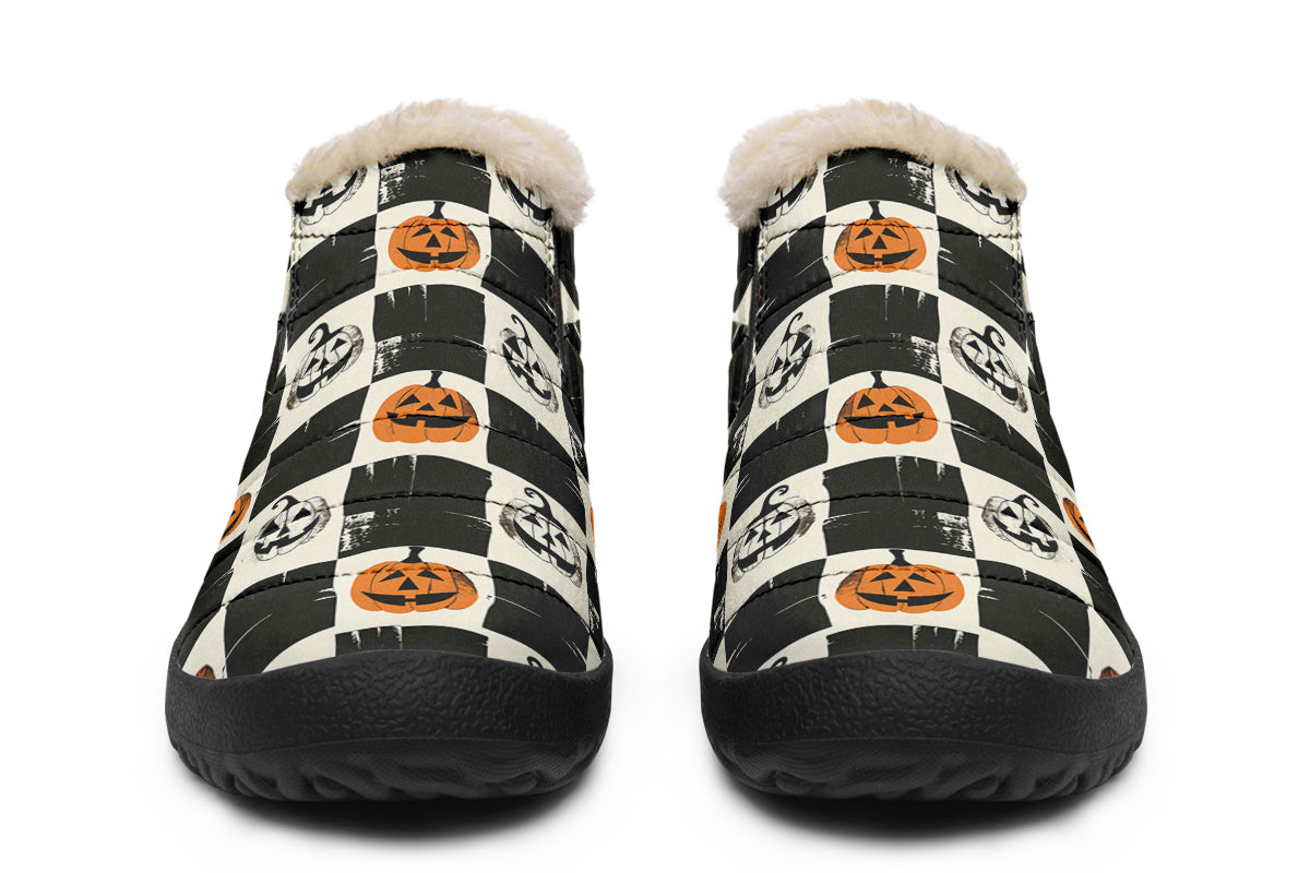 Checkered Pumpkins Winter Sneakers