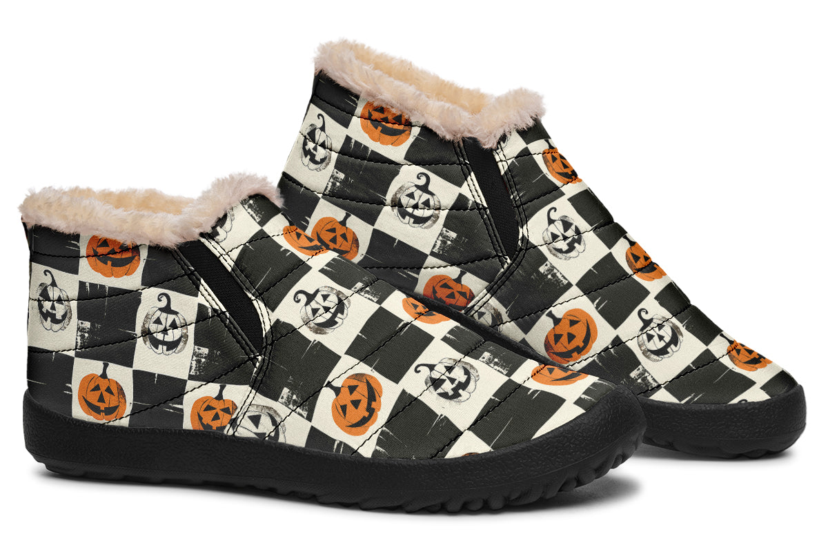 Checkered Pumpkins Winter Sneakers