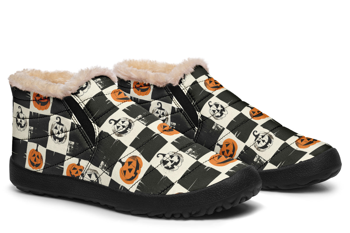 Checkered Pumpkins Winter Sneakers