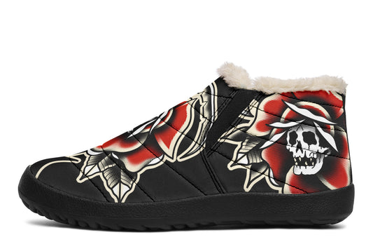 Red Rose Scythe Skull Winter Sneakers