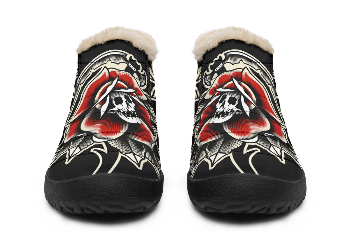 Red Rose Scythe Skull Winter Sneakers