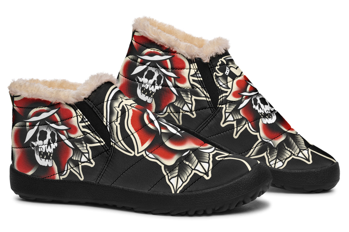 Red Rose Scythe Skull Winter Sneakers