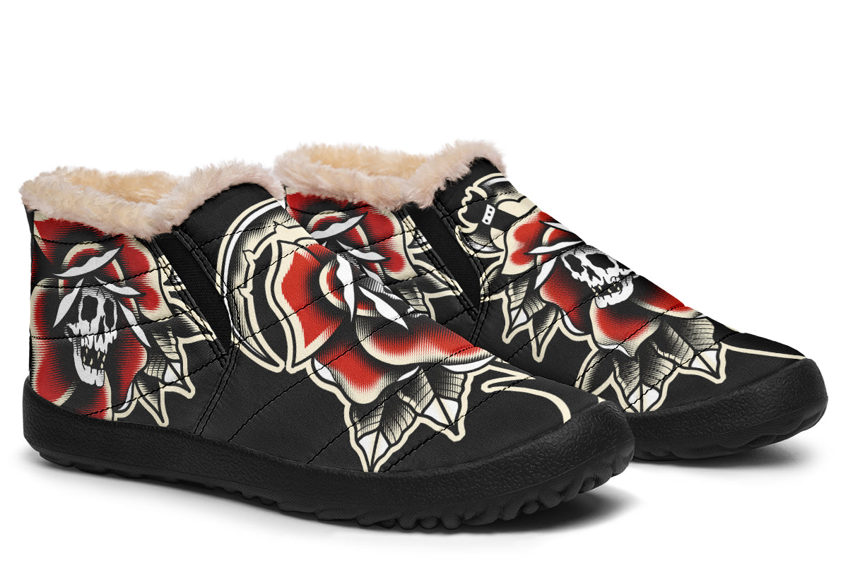 Red Rose Scythe Skull Winter Sneakers