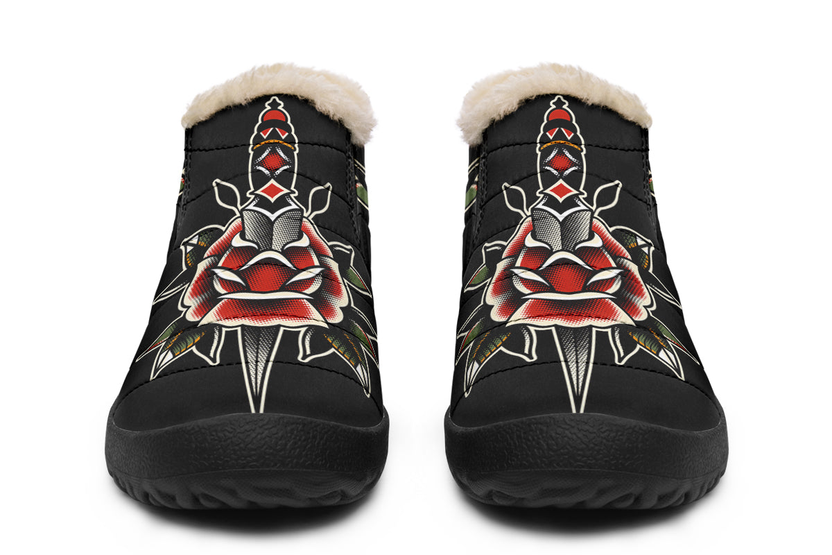 Rose Dagger Skull Winter Sneakers