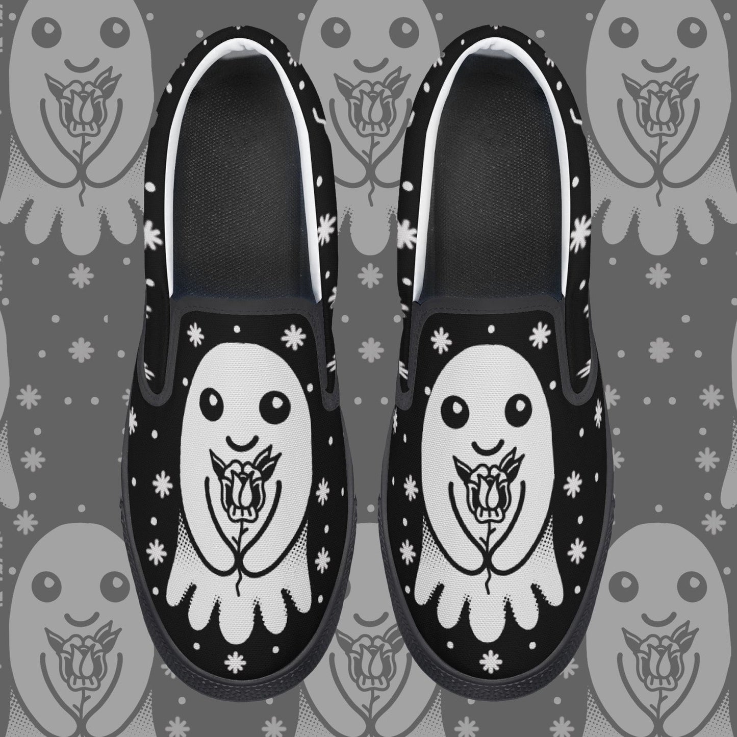 Ghost Flowers Slip On Shoes