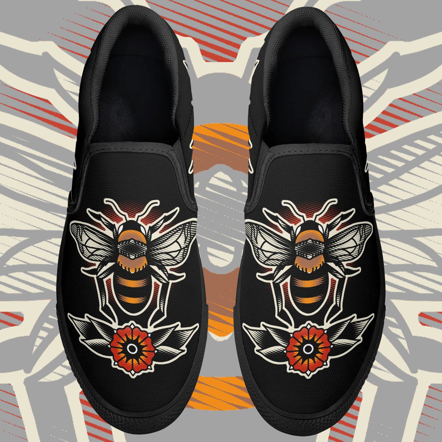 Traditional Bees Slip On Shoes